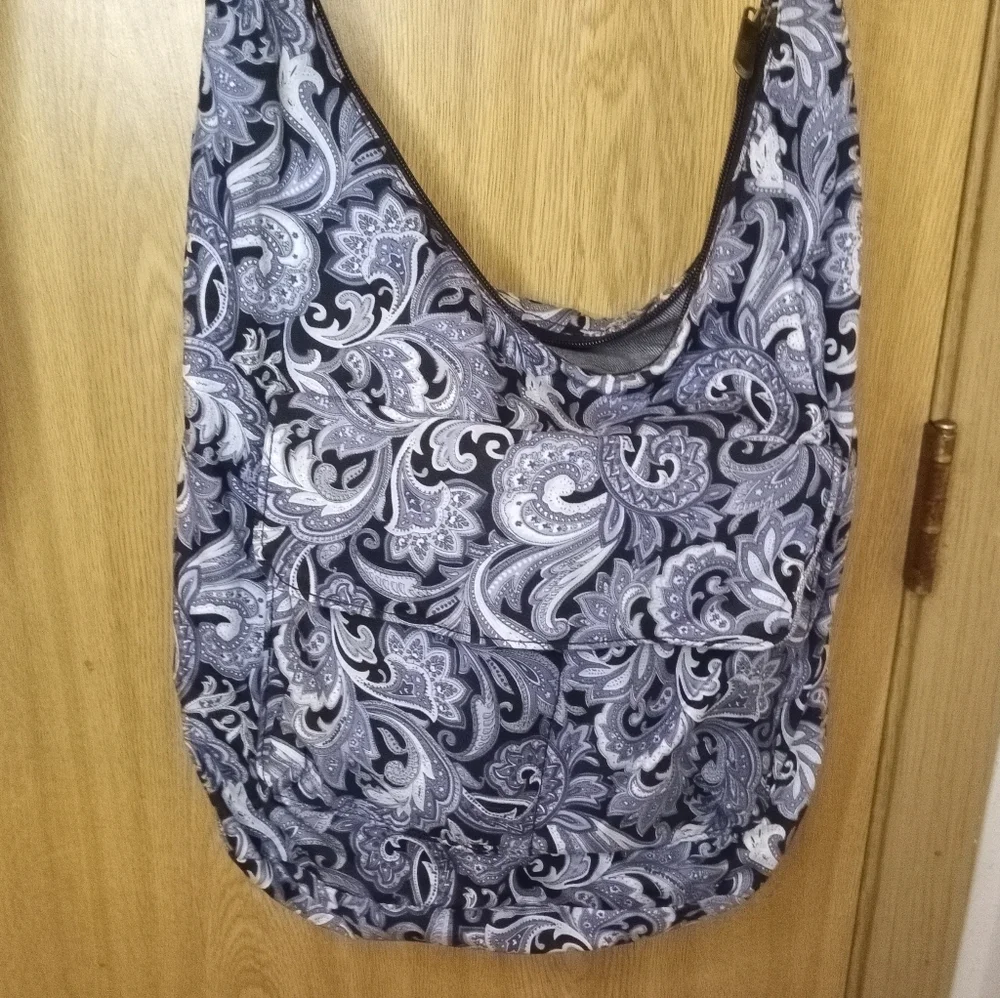 White Blue & Grey Hobo Bag